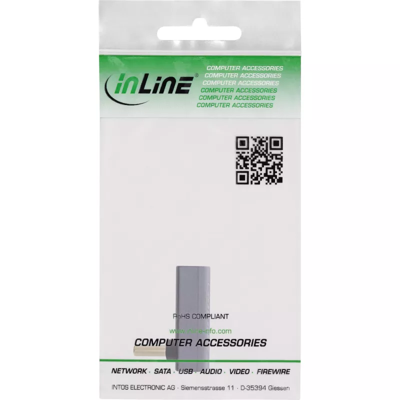 InLine USB4-adapteri, USB-C uros/naaras kulma ylös/alas, alumiini, harmaa
