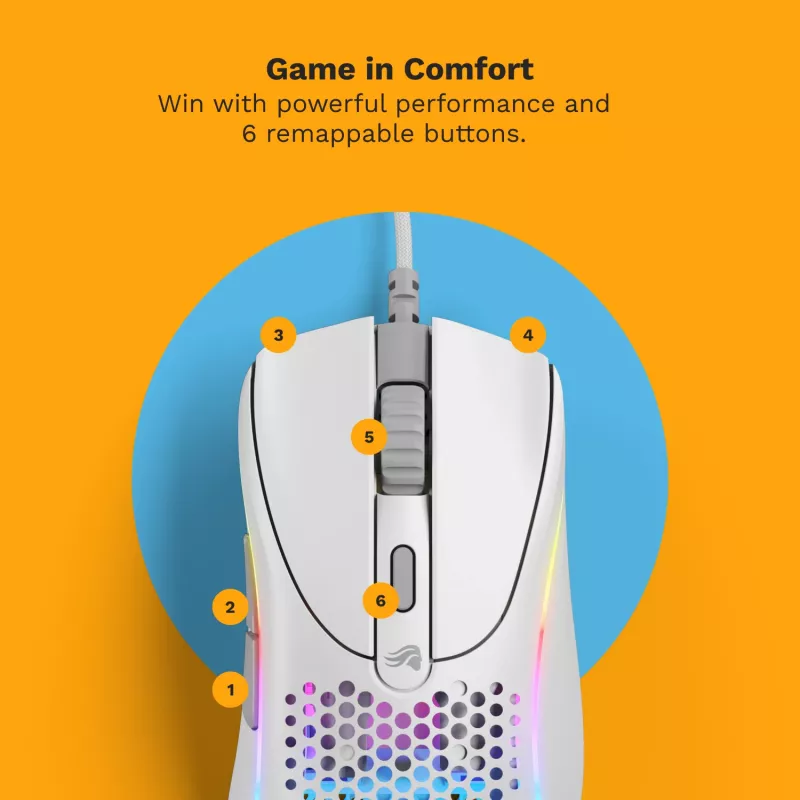 Glorious Gaming Glorious Model D 2 Wired - mattavalkoinen, oikeakätinen, optinen, USB Type-A, 26 000 DPI, valkoinen