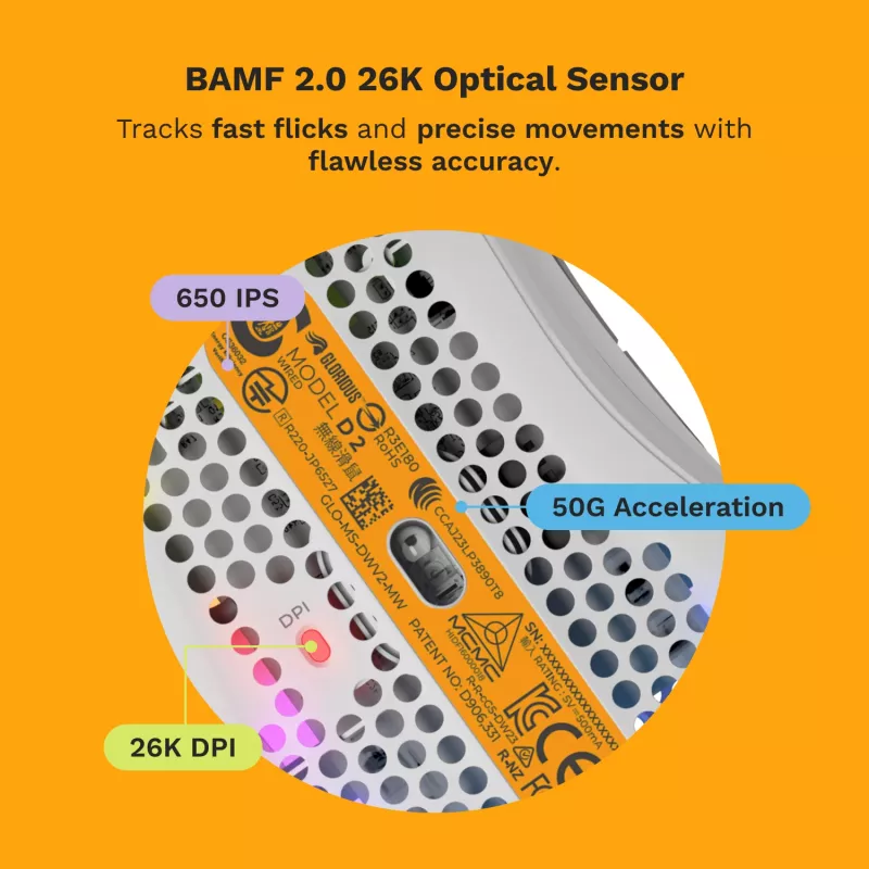 Glorious Gaming Glorious Model D 2 Wired - mattavalkoinen, oikeakätinen, optinen, USB Type-A, 26 000 DPI, valkoinen