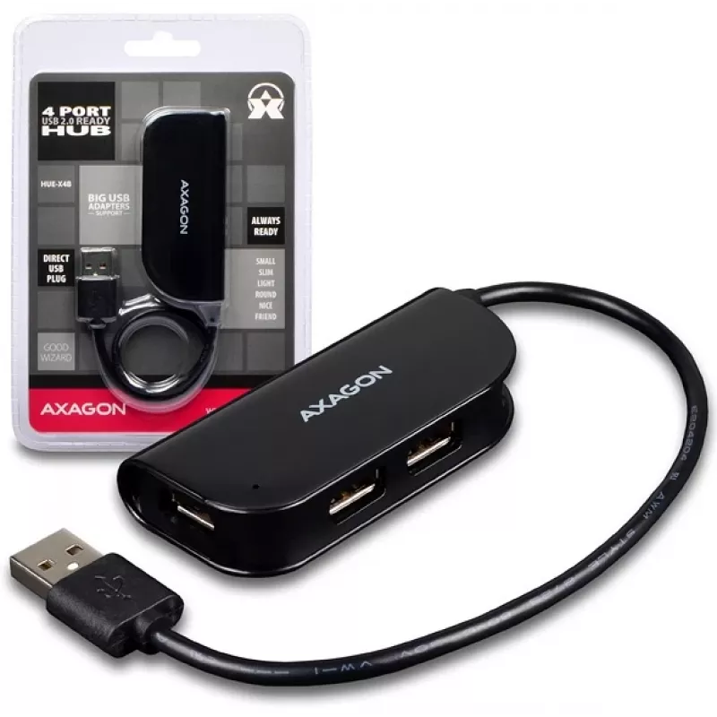 Axagon HUE-X4B USB-keskitin USB 2.0 480 Mbit/s musta