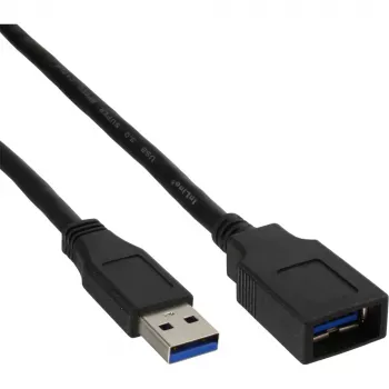 InLine USB 3.2 Gen.1 kaapeli Type-A uros / Type-A naaras, musta, 1 m