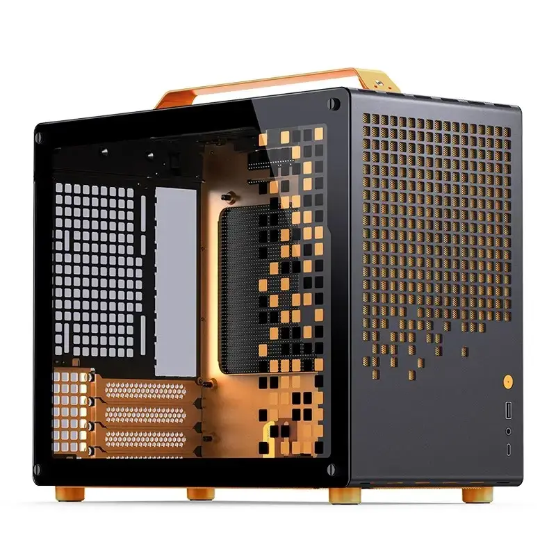 Tietokonekotelo JONSPLUS MATX Handle Case Z20 – musta-oranssi