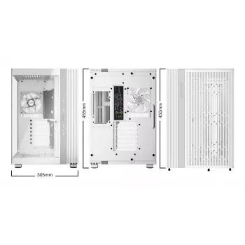 PC-kotelo be quiet! LIGHT BASE 600 LX valkoinen Midi Tower — ATX, sivulasiseinä, ARGB-etuosa, USB-C, tukee 360 mm:n jäähdytintä