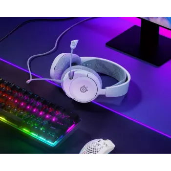 Headset STEELSERIES Arctis Nova 1 johdollinen 3,5 mm, binaural, valkoinen, 1,2 m kaapeli, irrotettava, puomimikrofoni