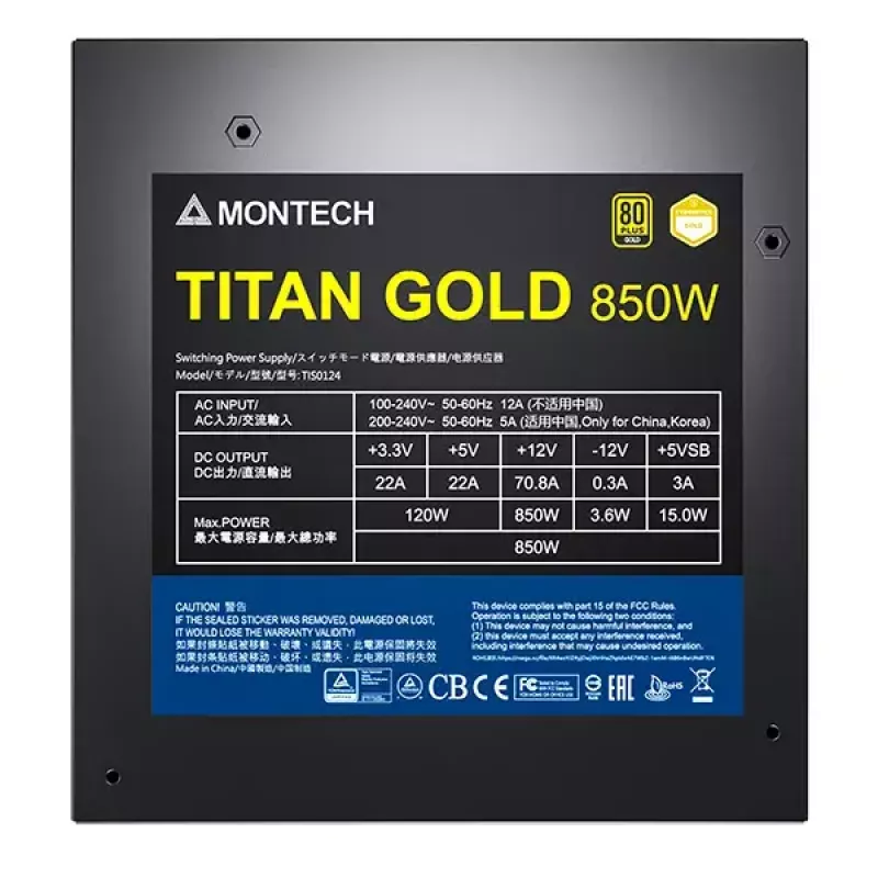 Virtalähde Montech TITAN GOLD 850W