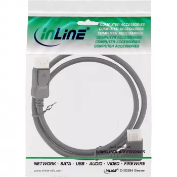 InLine DisplayPort 1.4 kaapeli, 8K4K, kulmaliitin, musta/kulta, 1 m