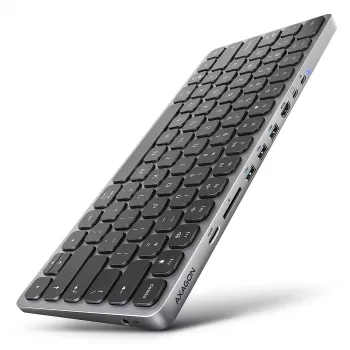 Axagon HMC-KB-US, USB 5Gbps keskitin näppäimistöllä, HDMI 4K/60Hz, 3x USB-A, SD/mSD, ääni, PD 100, US-asettelu
