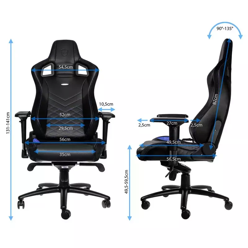 noblechairs EPIC NBL-PU-BLU-002 pelituoli, musta/sininen