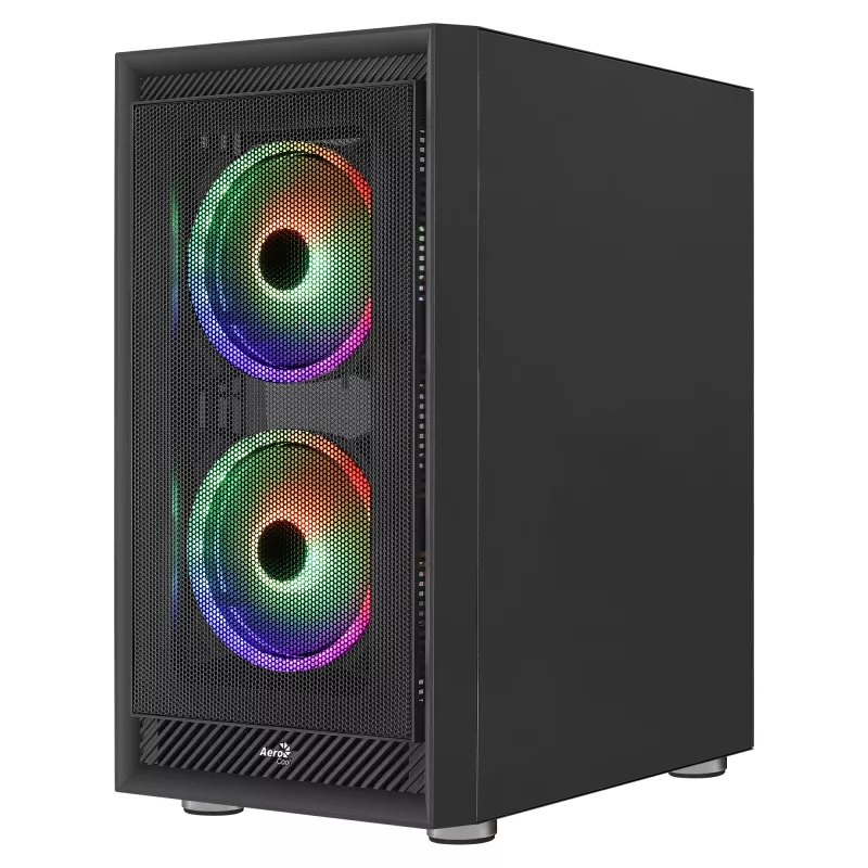 AeroCool Graphite v3 (Graphite-G-BK-v3) ACCM-PB24133.11 Midi Tower -tietokonekotelo, ATX/MicroATX/Mini-ITX, karkaistu lasia oleva sivupaneeli, ilman virtalähdettä, musta
