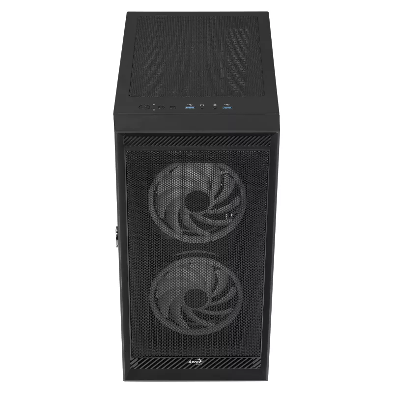 AeroCool Graphite v3 (Graphite-G-BK-v3) ACCM-PB24133.11 Midi Tower -tietokonekotelo, ATX/MicroATX/Mini-ITX, karkaistu lasia oleva sivupaneeli, ilman virtalähdettä, musta