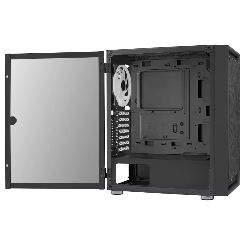 AeroCool Graphite v3 (Graphite-G-BK-v3) ACCM-PB24133.11 Midi Tower -tietokonekotelo, ATX/MicroATX/Mini-ITX, karkaistu lasia oleva sivupaneeli, ilman virtalähdettä, musta