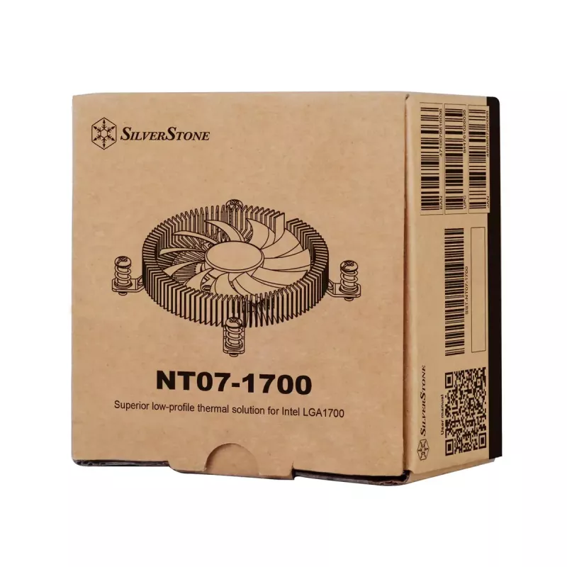 SilverStone SST-NT07-1700 matalaprofiilinen suorittimen ilmajäähdytin, 80 mm, 1500–3600 rpm, musta