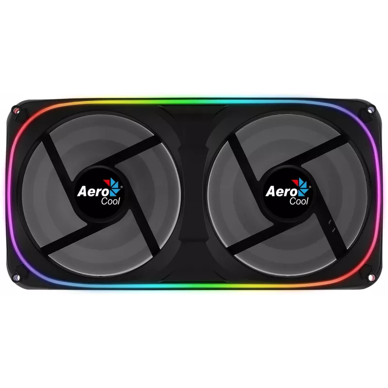 Aerocool ASTRO24 Dual Fan PC 12 cm ARGB LED tärinänvaimennus musta
