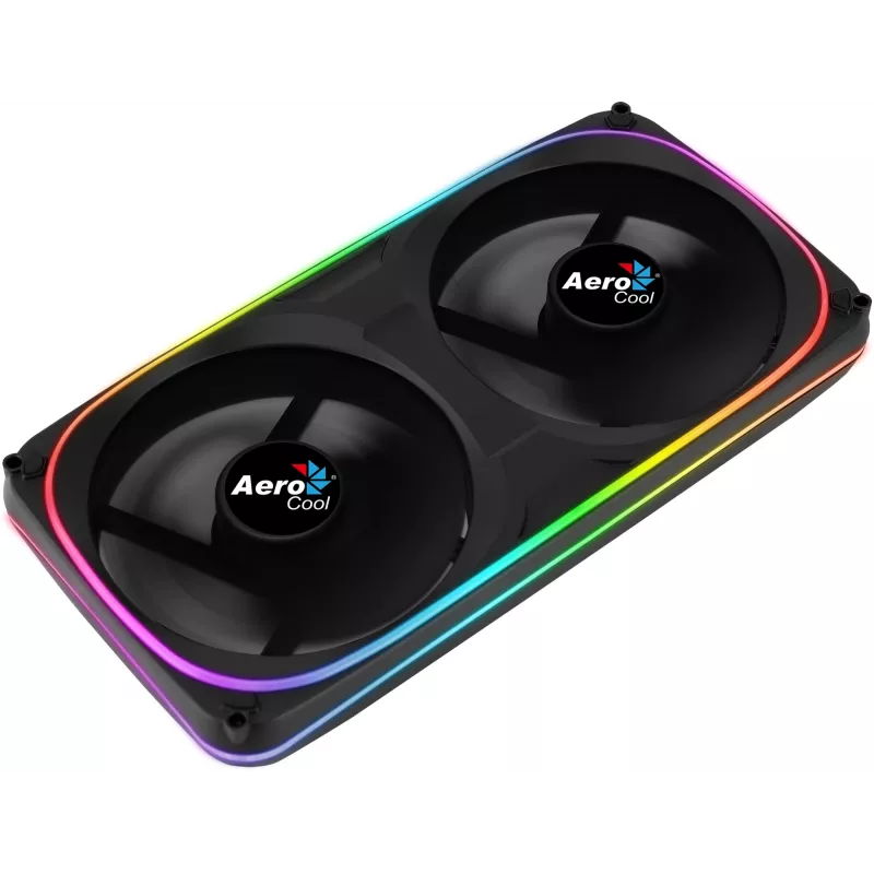 Aerocool ASTRO24 Dual Fan PC 12 cm ARGB LED tärinänvaimennus musta