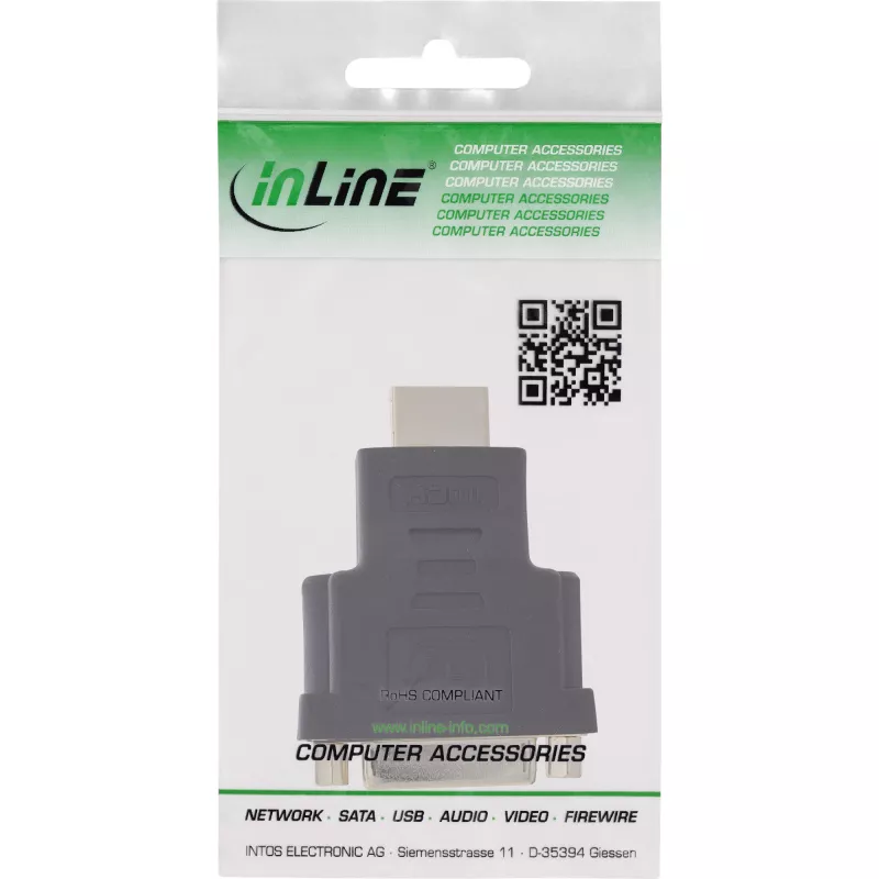 InLine HDMI - DVI adapteri pistoke / 24+1 liitin kullattu, 4K2K