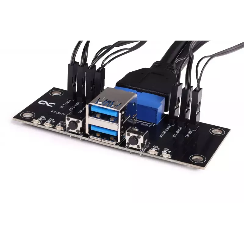 Alphacool ES etu-I/O-paneeli USB 3.0 -portilla ja kaapelisarjalla palvelinkoteloihin (25057)