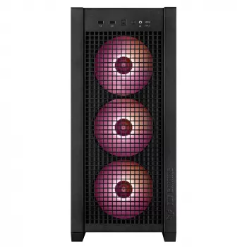 PC-kotelo ASUS TUF Gaming GT302 ARGB Midi Tower musta — karkaistu lasi, 3x140mm edessä + 1x140mm takana, USB-C