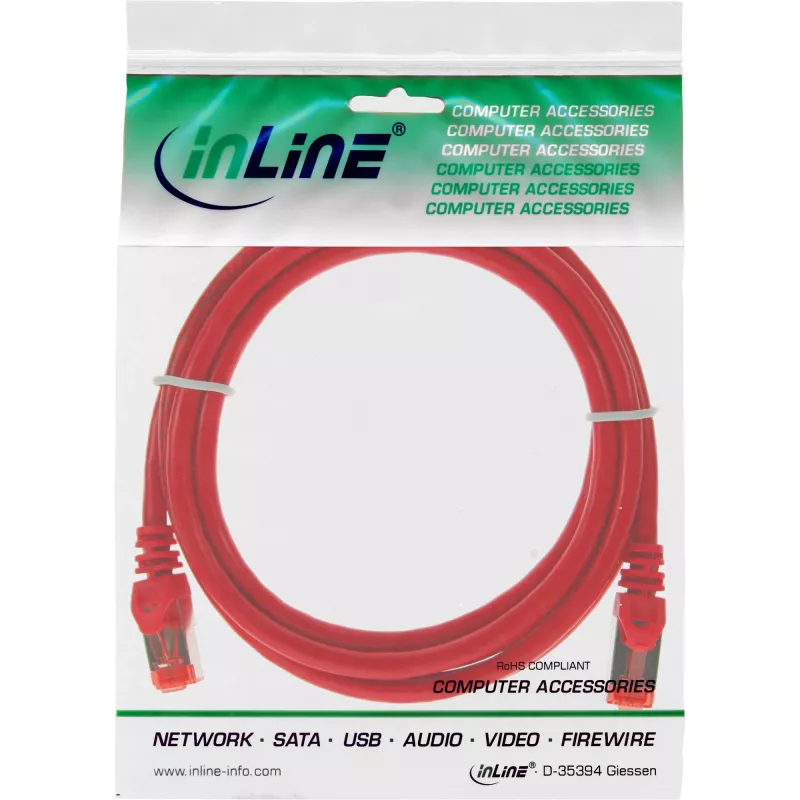InLine-patchkaapeli S/FTP PiMF Cat.6 250MHz PVC kupari punainen 1 m