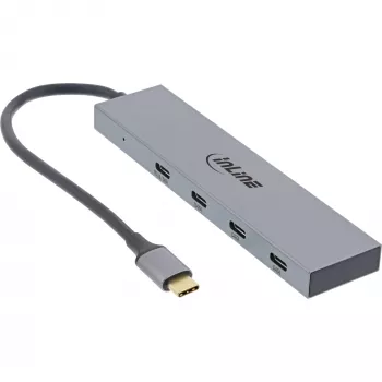 InLine USB 3.2 Gen.2 -keskitin (10 Gb/s), 4 porttia USB-C, OTG, alumiinikotelo