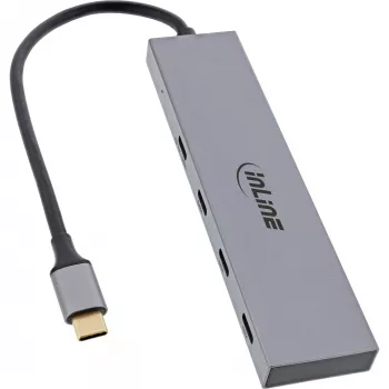 InLine USB 3.2 Gen.2 -keskitin (10 Gb/s), 4 porttia USB-C, OTG, alumiinikotelo