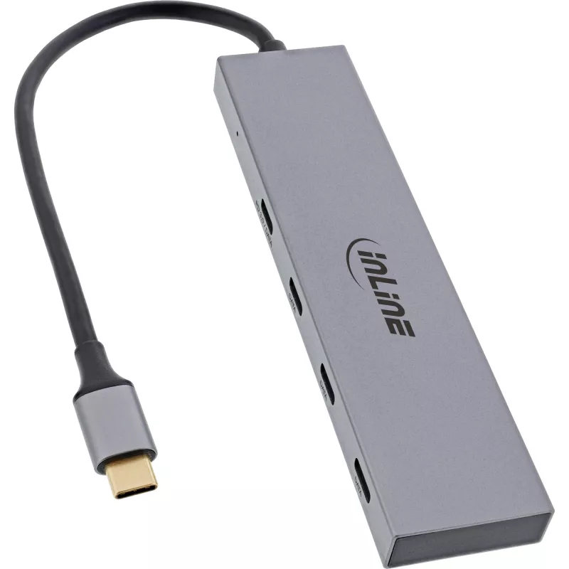 InLine USB 3.2 Gen.2 -keskitin (10 Gb/s), 4 porttia USB-C, OTG, alumiinikotelo