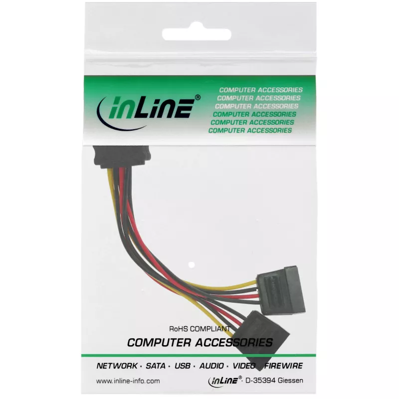 InLine SATA Y -virtakaapeli SATA-liitin / 2x SATA-pistoke 0,15 m