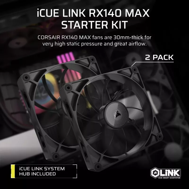 Tuuletin Corsair iCUE LINK RX140 MAX 14 cm musta 300-1600 kierr./min