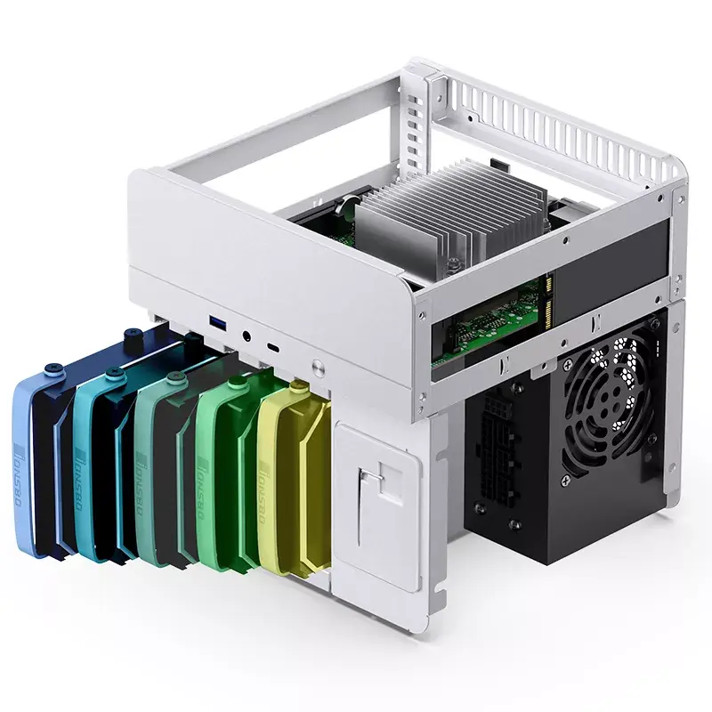 Jonsbo N2 Mini-ITX NAS-kotelo, kuutio, alumiini/teräs, valkoinen