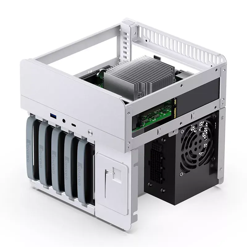 Jonsbo N2 Mini-ITX NAS-kotelo, kuutio, alumiini/teräs, valkoinen
