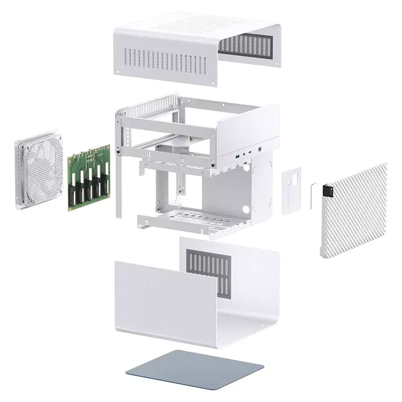Jonsbo N2 Mini-ITX NAS-kotelo, kuutio, alumiini/teräs, valkoinen