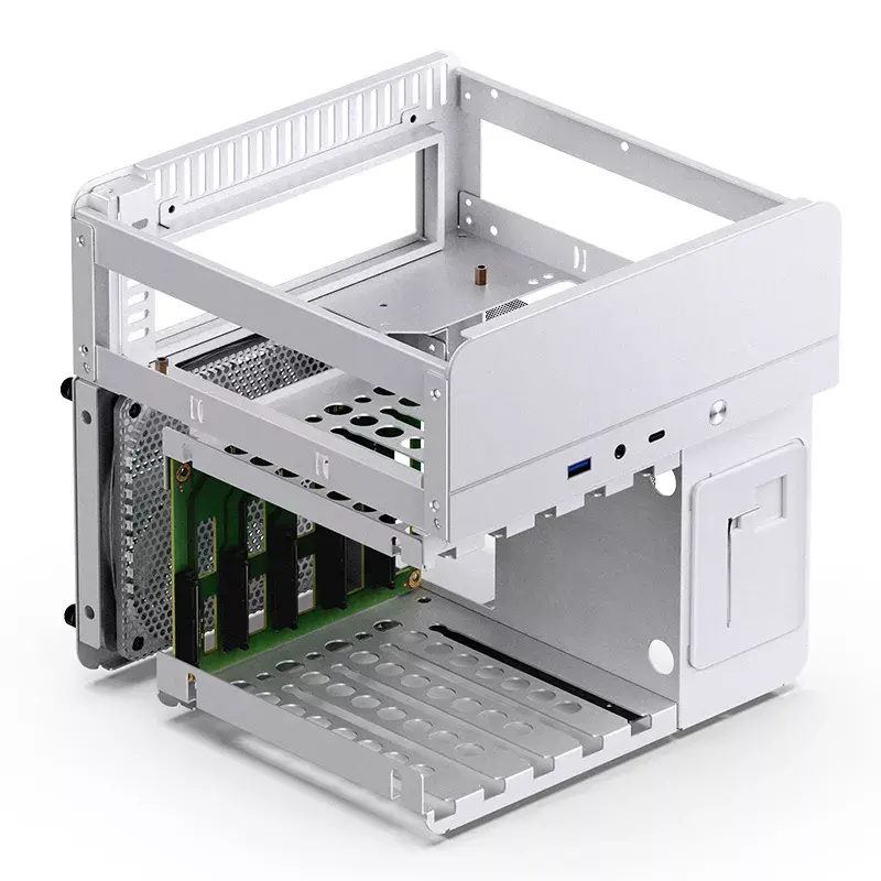 Jonsbo N2 Mini-ITX NAS-kotelo, kuutio, alumiini/teräs, valkoinen