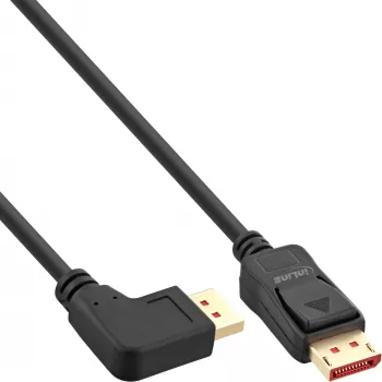 InLine DisplayPort 1.4 -kaapeli, 8K4K, vasemmalle kulma, musta/kulta, 2 m