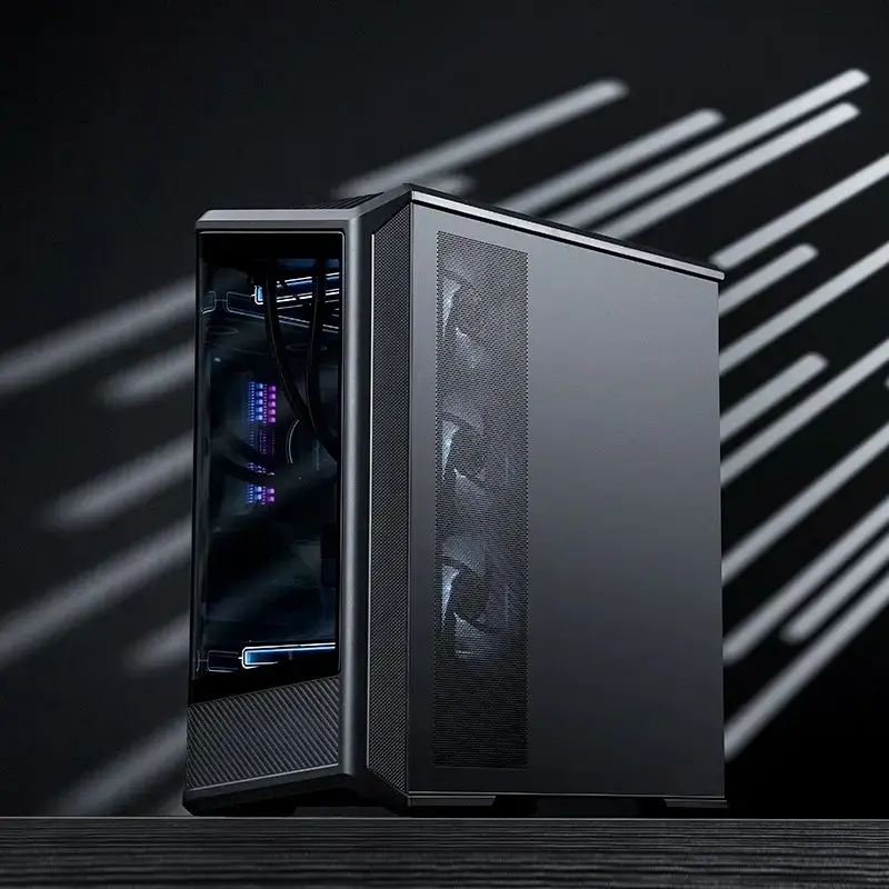 Tietokonekotelo Jonsbo D400 Midi Tower ATX karkaistu lasi – musta