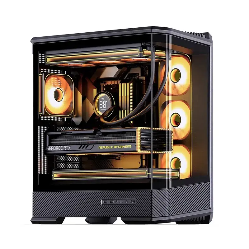 Tietokonekotelo Jonsbo D400 Midi Tower ATX karkaistu lasi – musta