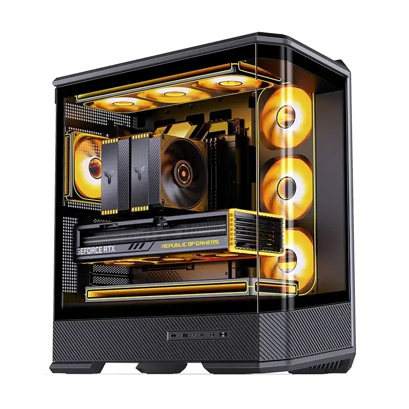 Tietokonekotelo Jonsbo D400 Midi Tower ATX karkaistu lasi – musta