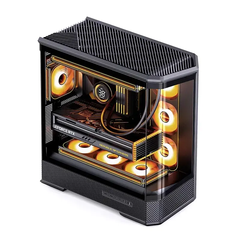 Tietokonekotelo Jonsbo D400 Midi Tower ATX karkaistu lasi – musta