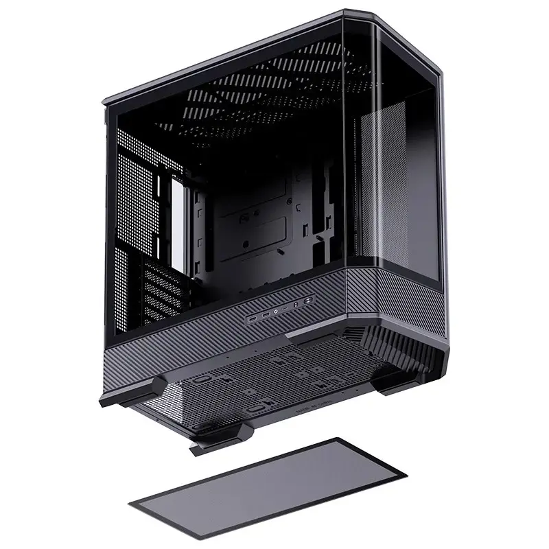 Tietokonekotelo Jonsbo D400 Midi Tower ATX karkaistu lasi – musta