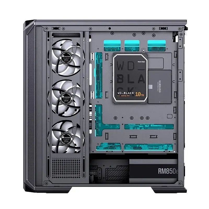 Tietokonekotelo Jonsbo D400 Midi Tower ATX karkaistu lasi – musta