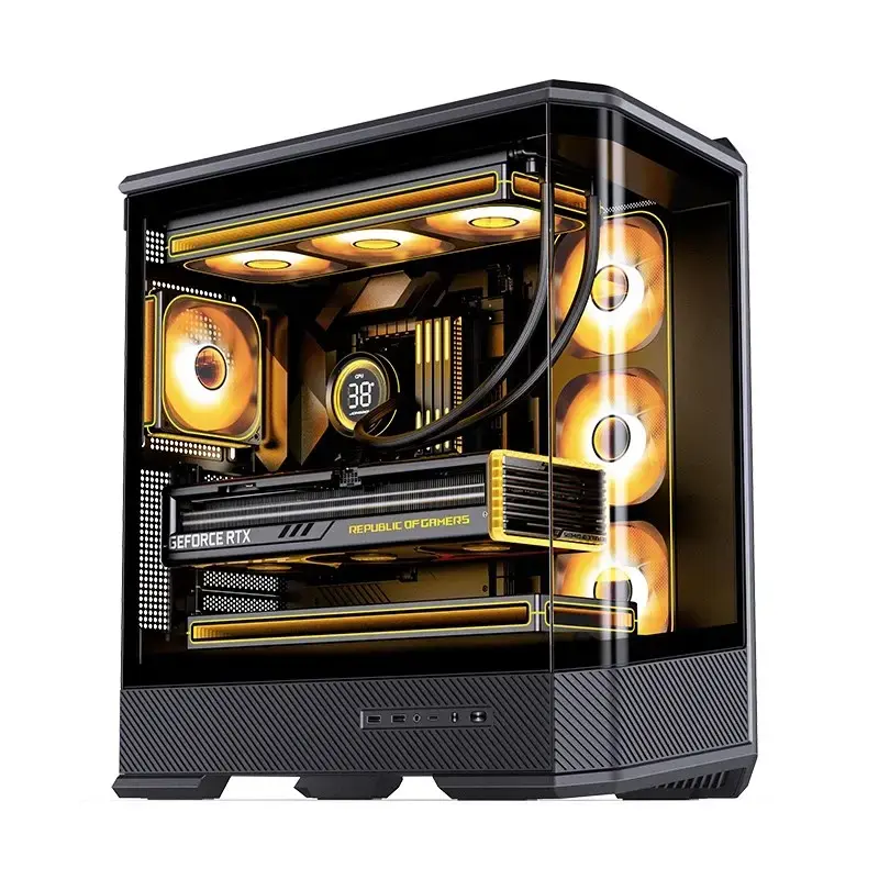 Tietokonekotelo Jonsbo D400 Midi Tower ATX karkaistu lasi – musta