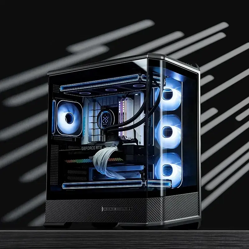 Tietokonekotelo Jonsbo D400 Midi Tower ATX karkaistu lasi – musta
