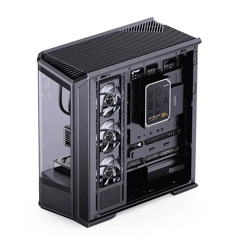 Tietokonekotelo Jonsbo D400 Midi Tower ATX karkaistu lasi – musta
