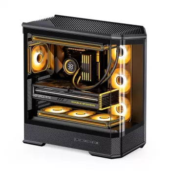 Tietokonekotelo Jonsbo D400 Midi Tower ATX karkaistu lasi – musta