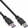 InLine USB 3.2 Gen.1 -kaapeli, tyyppi A uros / A uros, musta, 0,3 m