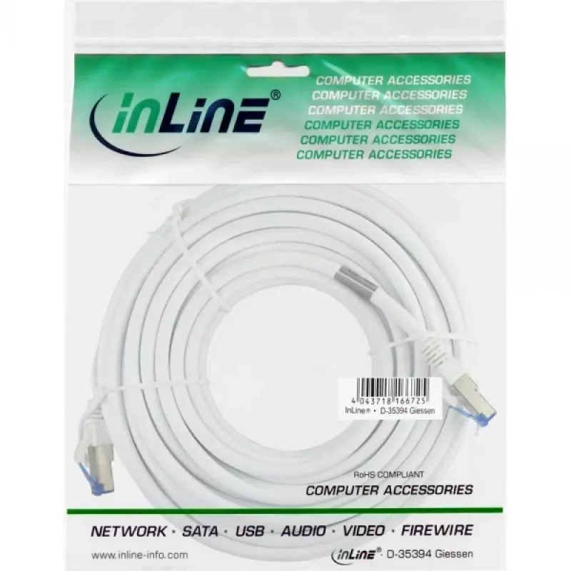 InLine patch-kaapeli S/FTP PiMF Cat.6A halogeeniton 500MHz valkoinen 3m
