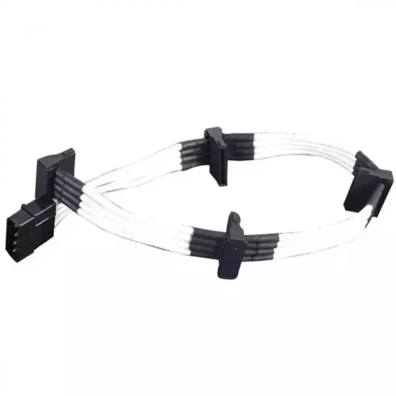 SilverStone SST-PP07-BTSW 4-pinninen Molex – 4x SATA-virran jatkokaapeli, 0,3 m, valkoinen