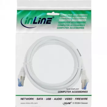 InLine verkkokaapeli S/FTP PiMF Cat.6A halogeeniton 500MHz valkoinen 1.5m