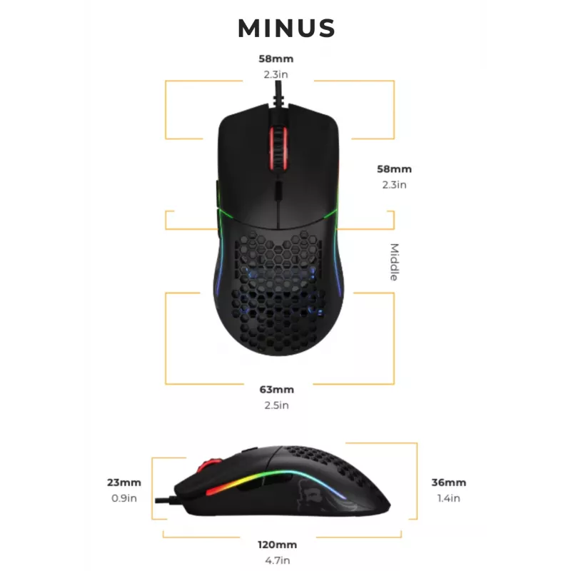 Glorious Gaming Glorious Model O- hiiri Regular (musta), oikeakätinen, optinen, USB Type-A, 3200 DPI, musta