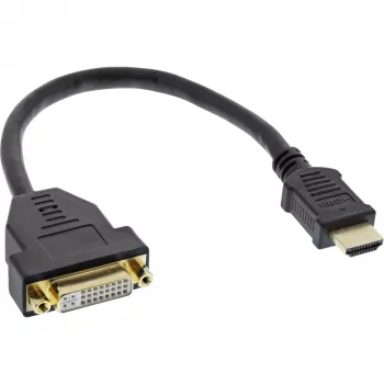 InLine HDMI-DVI-sovitin HDMI A uros / DVI naaras 0,2 m
