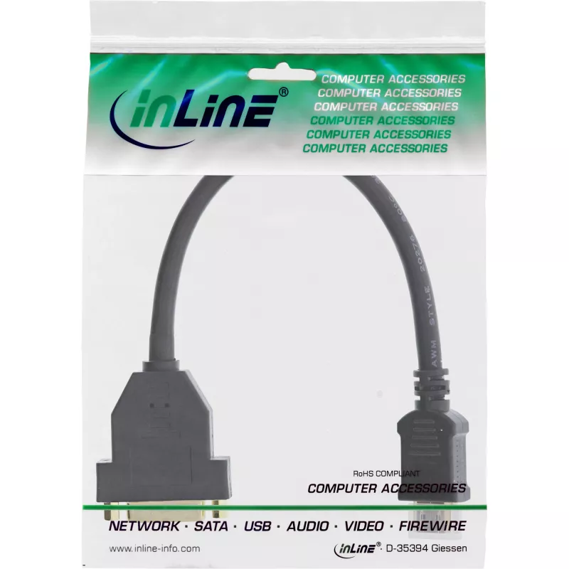 InLine HDMI-DVI-sovitin HDMI A uros / DVI naaras 0,2 m