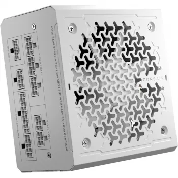 Virtalähde CORSAIR RMe Series RM1000e — 1000 W, ATX 3.1, 80 PLUS Gold, täysmodulaarinen, valkoinen, 120 mm:n tuuletin